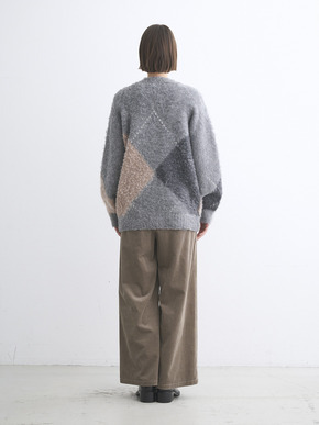 Cloudy shaggy argyle cardigan 詳細画像