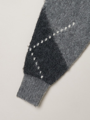 Cloudy shaggy argyle cardigan 詳細画像