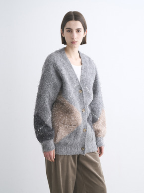 Cloudy shaggy argyle cardigan 詳細画像