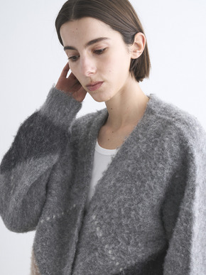 Cloudy shaggy argyle cardigan 詳細画像