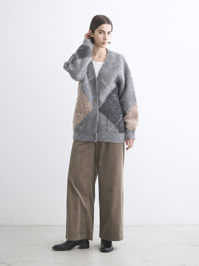 Cloudy shaggy argyle cardigan 詳細画像
