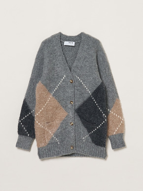 Cloudy shaggy argyle cardigan 詳細画像