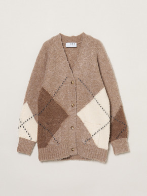 Cloudy shaggy argyle cardigan 詳細画像