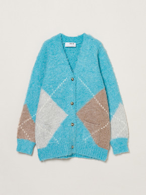 Cloudy shaggy argyle cardigan 詳細画像