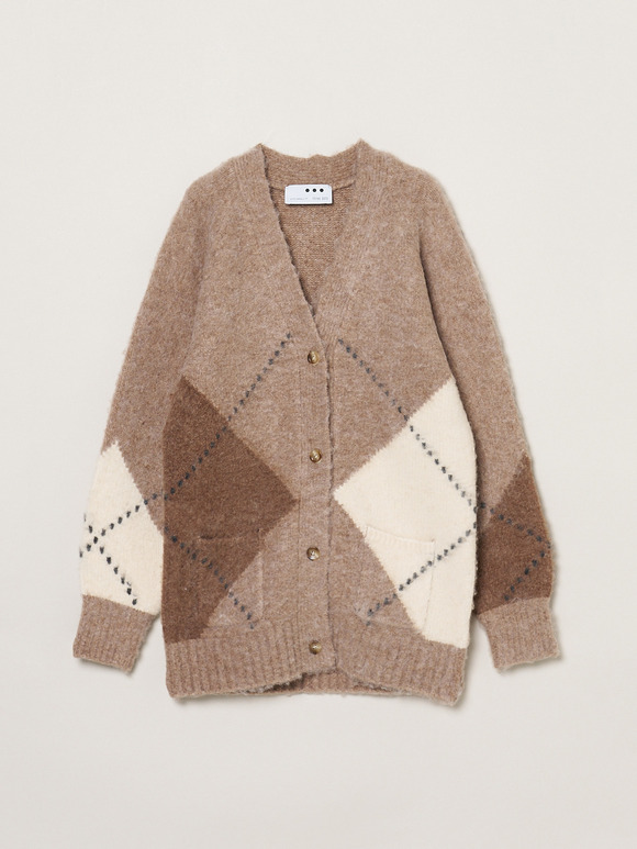 Cloudy shaggy argyle cardigan