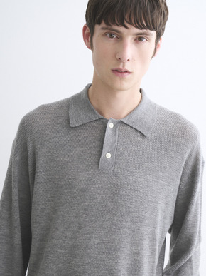 Men's Honeycomb cashmere polo shirt 詳細画像