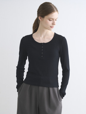 Rib jersey henry top 詳細画像