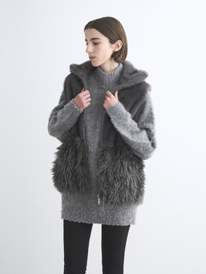 Wavy fur panel vest 詳細画像