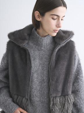 Wavy fur panel vest 詳細画像