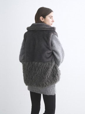 Wavy fur panel vest 詳細画像