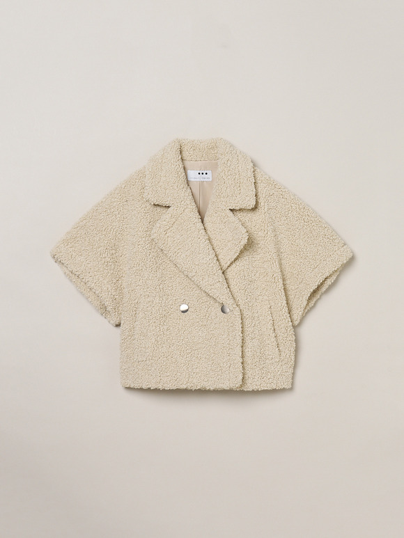 【Zoe】Poodle boa pea coat vest
