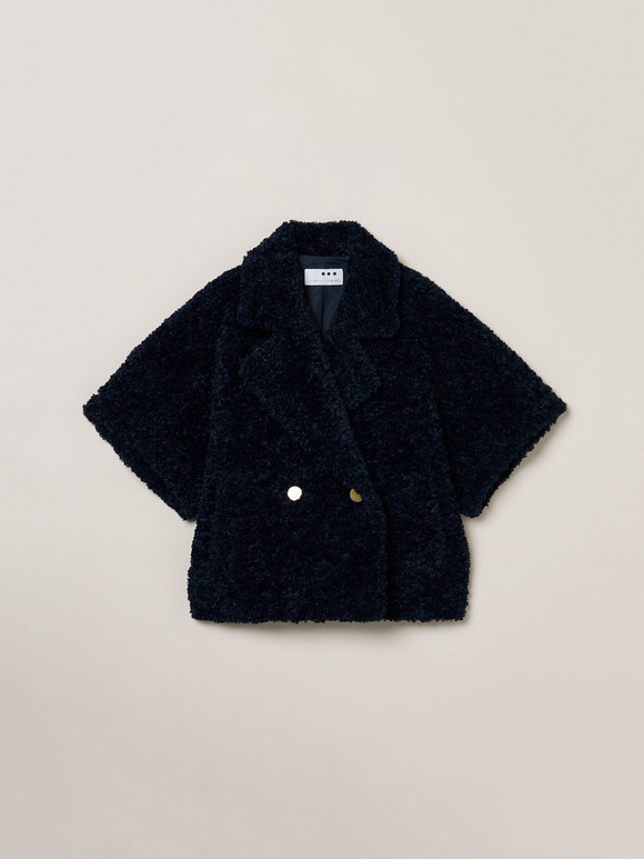 【Zoe】Poodle boa pea coat vest