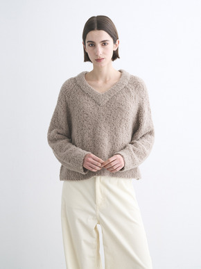 Puffy wool v-neck tops 詳細画像
