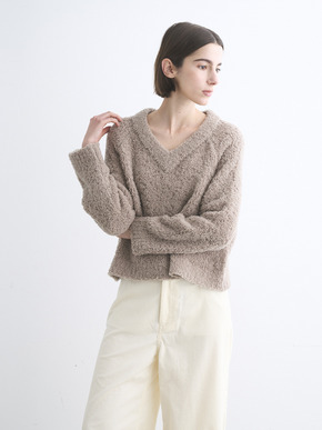 Puffy wool v-neck tops 詳細画像