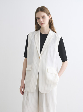 Crisp weave long gillet 詳細画像