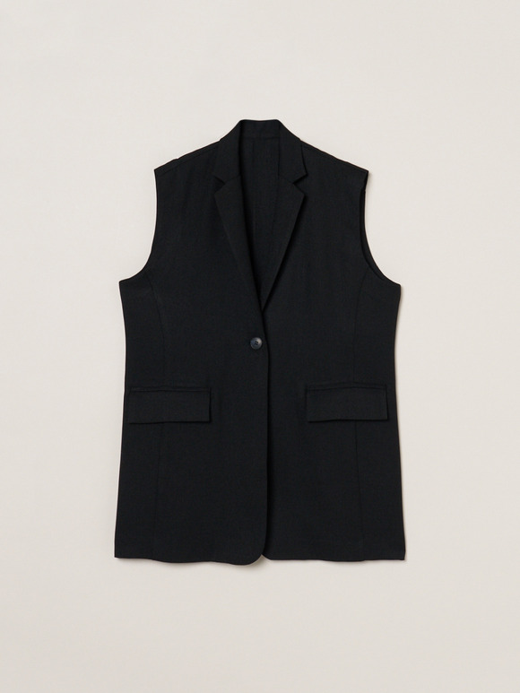Crisp weave long gillet
