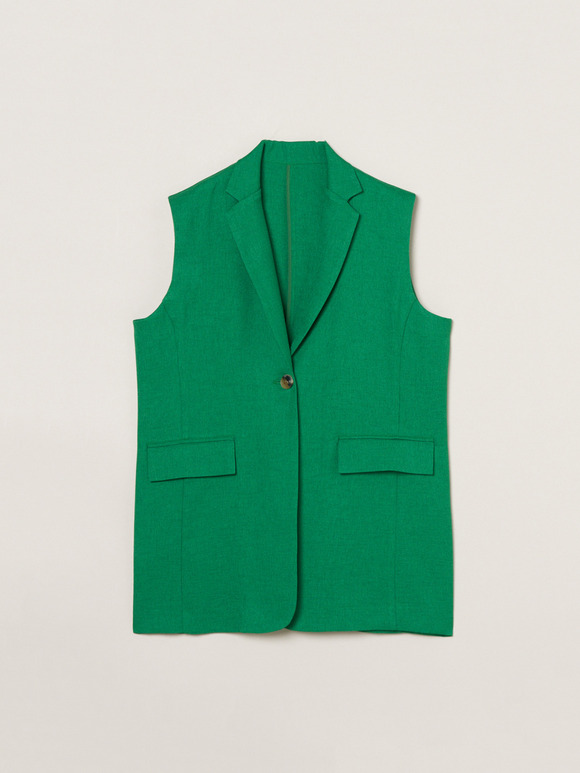 Crisp weave long gillet