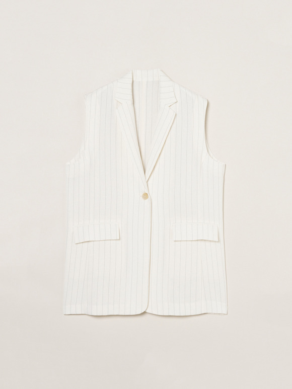Crisp weave long gillet