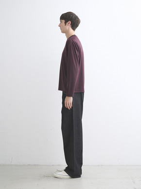 Men's Super 160's wool long sleeve crew 詳細画像