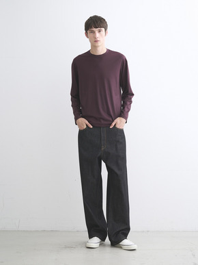 Men's Super 160's wool long sleeve crew 詳細画像