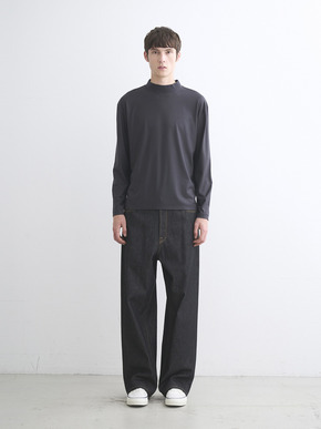 Men's Super 160's wool long sleeve mock neck 詳細画像