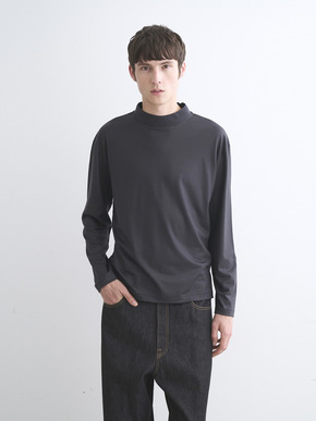 Men's Super 160's wool long sleeve mock neck 詳細画像