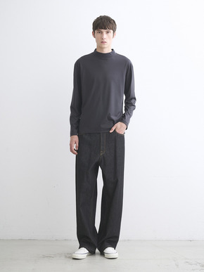 Men's Super 160's wool long sleeve mock neck 詳細画像