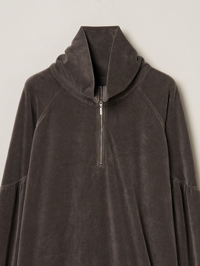 Compact velour half zip top 詳細画像