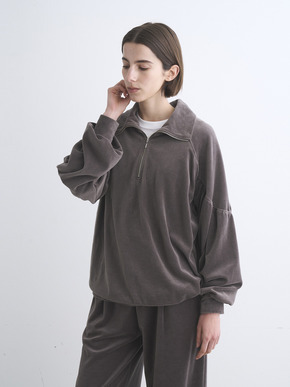 Compact velour half zip top 詳細画像