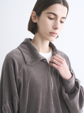 Compact velour half zip top 詳細画像