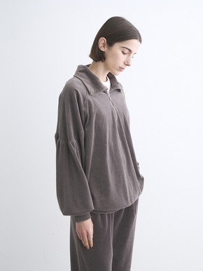 Compact velour half zip top 詳細画像
