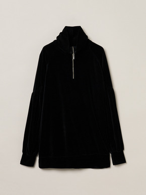 Compact velour half zip top 詳細画像