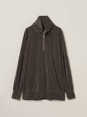 Compact velour half zip top 詳細画像