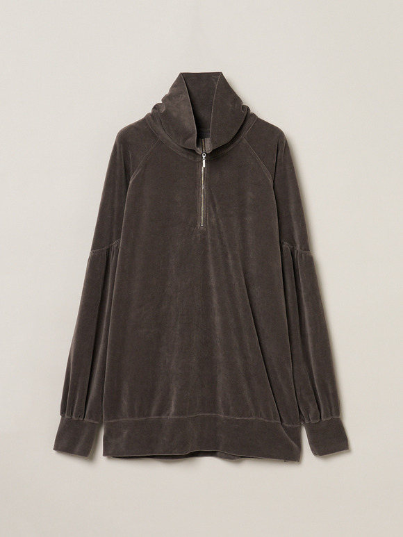Compact velour half zip top