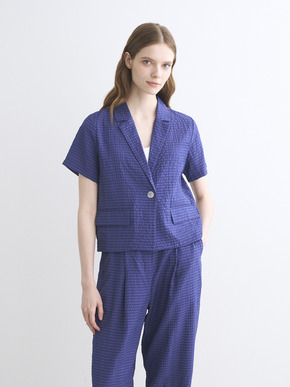 Veil plaid short sleeve jacket 詳細画像