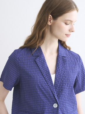 Veil plaid short sleeve jacket 詳細画像