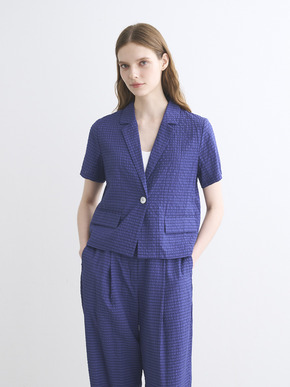 Veil plaid short sleeve jacket 詳細画像