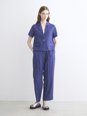 Veil plaid short sleeve jacket 詳細画像