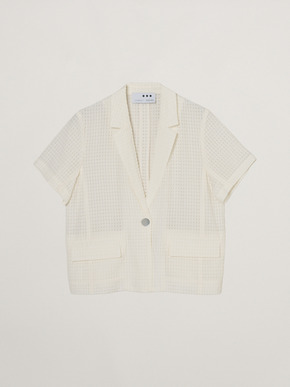 Veil plaid short sleeve jacket 詳細画像