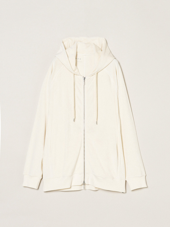 Men's Velvet pile zip cocoon hoody