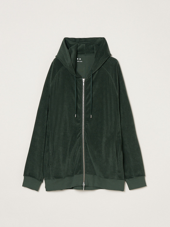 Men's Velvet pile zip cocoon hoody