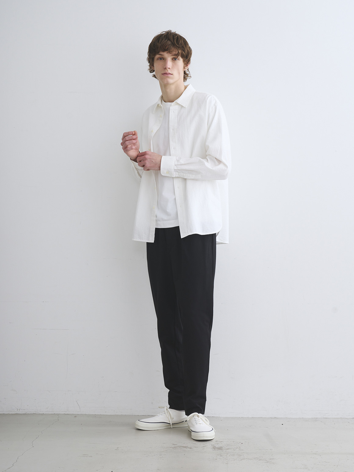 Men's cottonseersucker l/s shirt｜スリードッツ オフィシャル