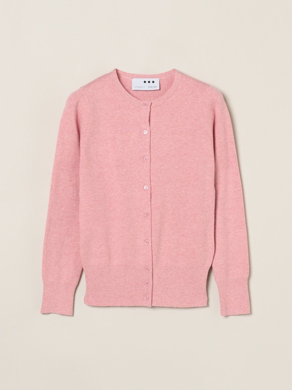 Cotton melange l/s crew cardigan