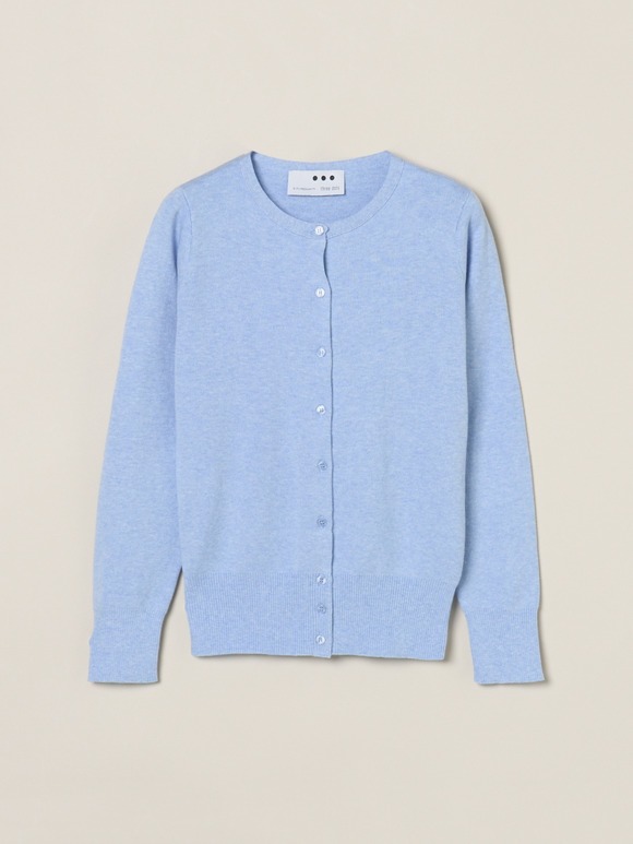 Cotton melange l/s crew cardigan