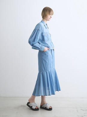 Sheer denim shirt jacket 詳細画像