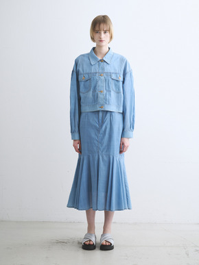 Sheer denim shirt jacket 詳細画像