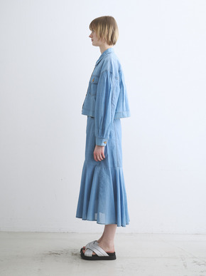 Sheer denim shirt jacket 詳細画像