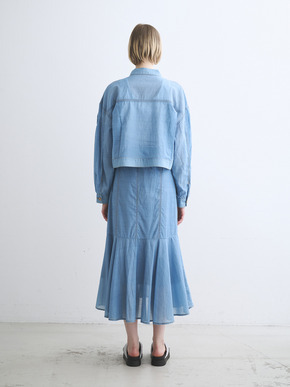 Sheer denim shirt jacket 詳細画像