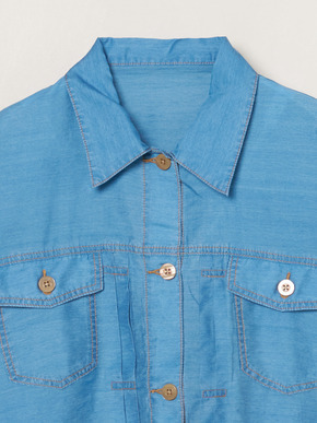 Sheer denim shirt jacket 詳細画像
