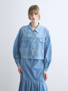 Sheer denim shirt jacket 詳細画像